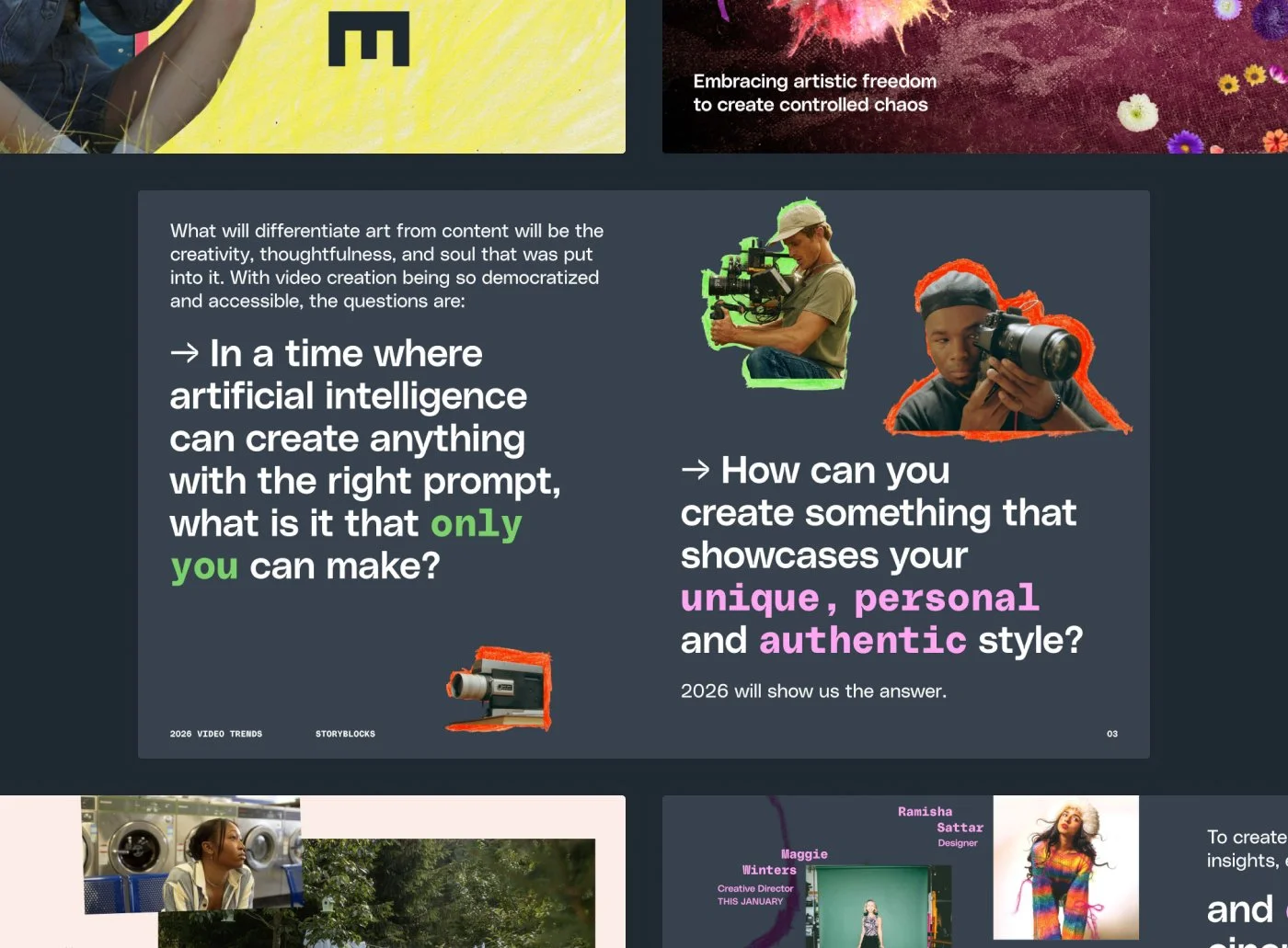 Screenshots of informational slides from the video trends meetings