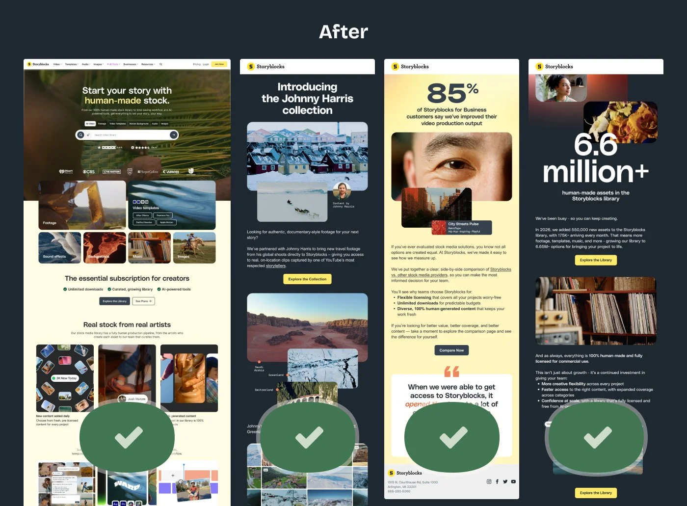 Landing pages after the visual consistency audit
