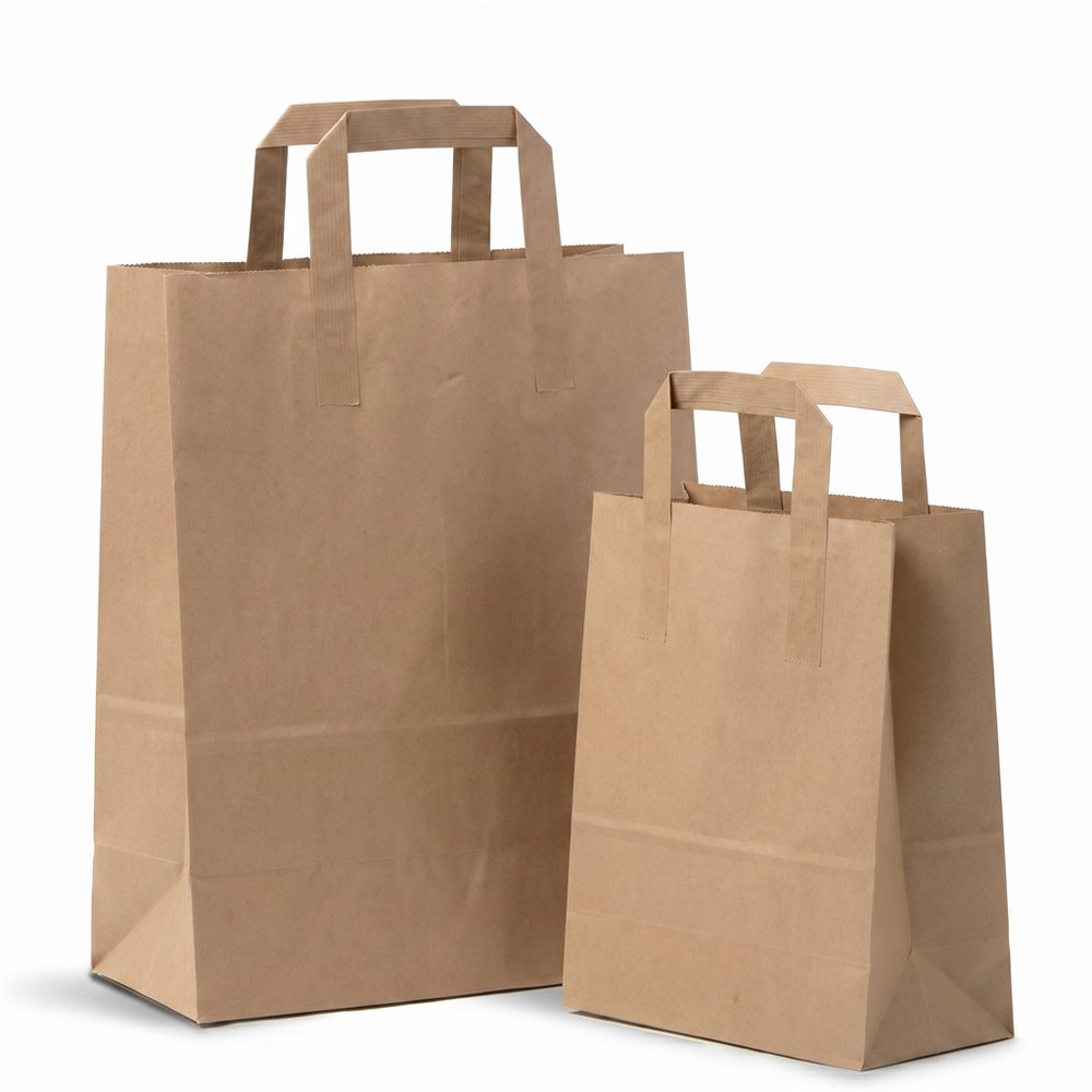 Brown and White  Tape Handle Paper Bags