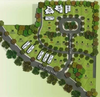 Remaining VDL building lots within Mill Park, a 32 lot enclave on Rope Mill Road in Woodstock, GA.  