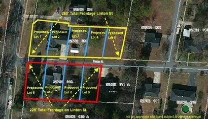 9 lot redevelopment site at corner of Main Street and Linton Street.  Mixed-use zoning for commercial and courtyard homes. 