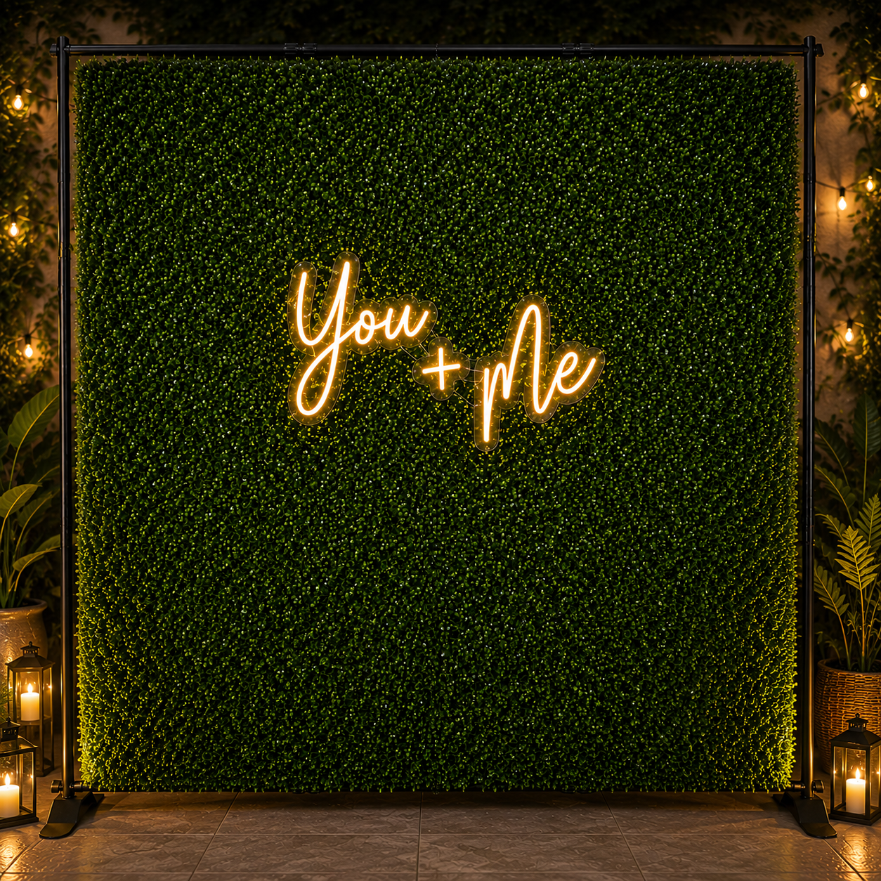 Green Wall with LED Sign