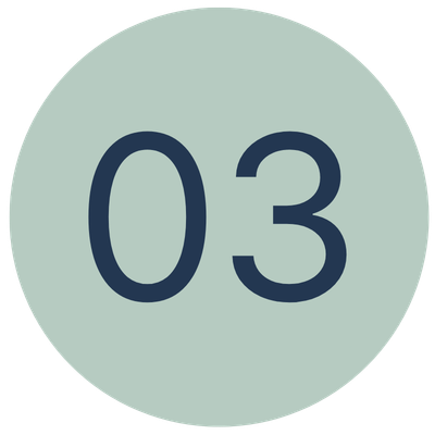 Number three inside a gray circle.