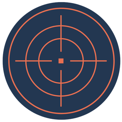 Target shooting or aiming target with orange lines on a dark blue background.