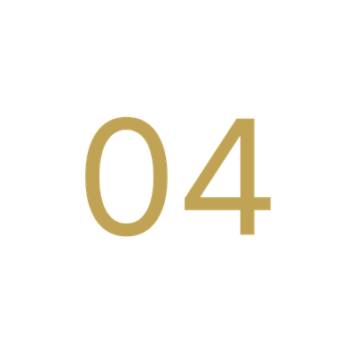 Gold number four digit on black background