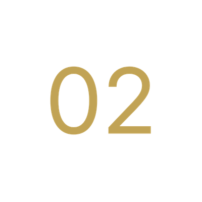 Gold-colored number '02' against a black background.