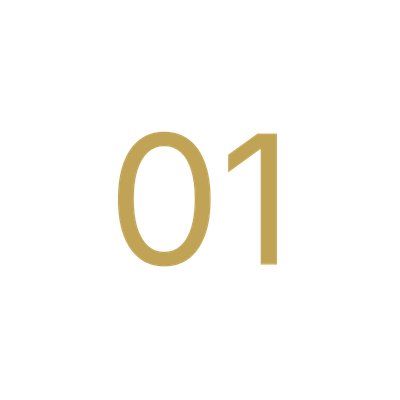 Gold number '01' on a black background.