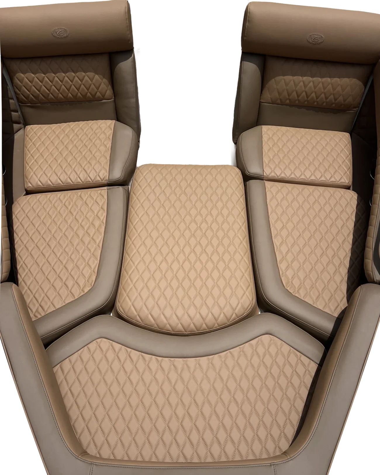 Boat upholstery after Primecor custom interior work