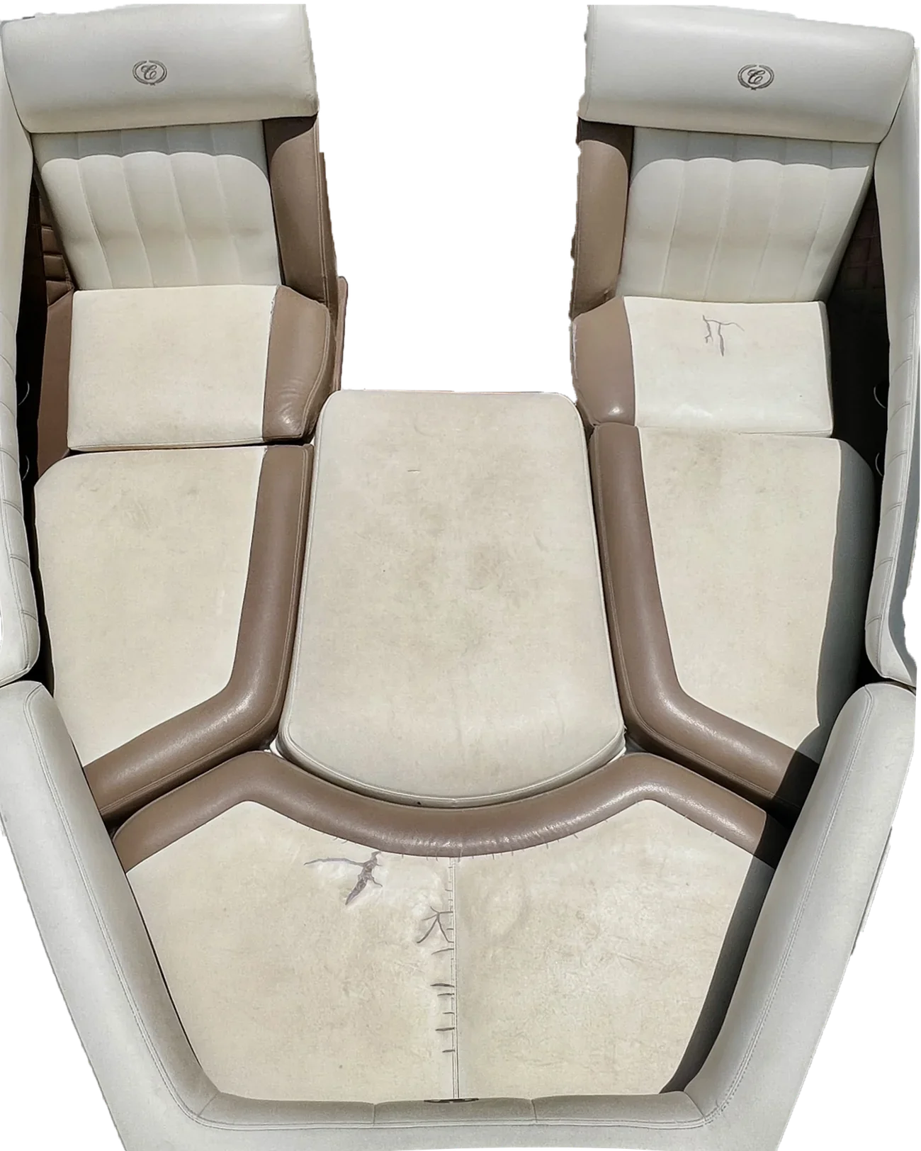 Boat upholstery before restoration