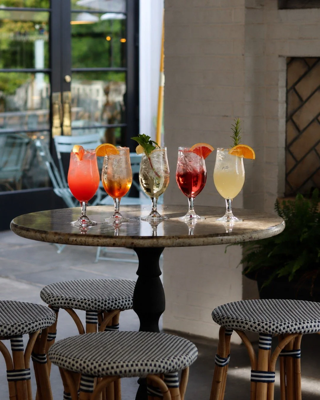 It's time for the Class of '26 Summer Spritz Menu group shot. 🍹☀️

From left to right: Select Fulano Spritz, Aperol Spritz, Hugo Spritz, LoFi Spritz, and Prickly Pear &amp; Orange Blossom Spritz.

The only question is: which one are you sipping firs