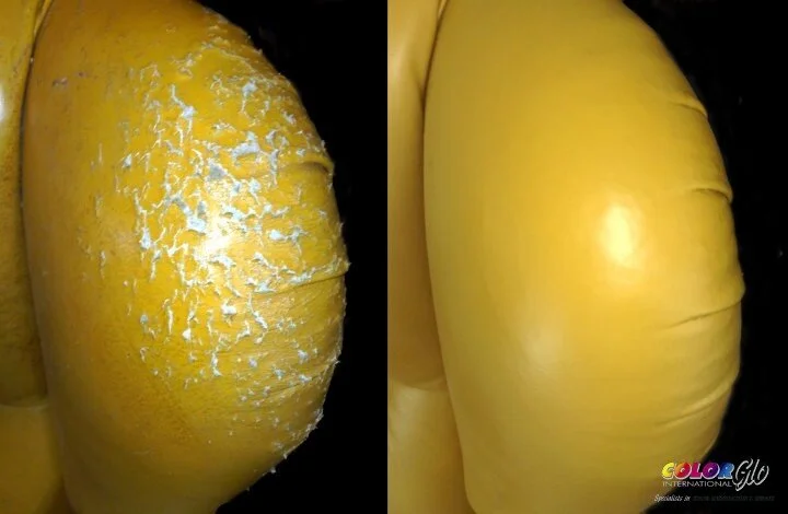 Comparison of a waxed and unwaxed block of yellow cheese.