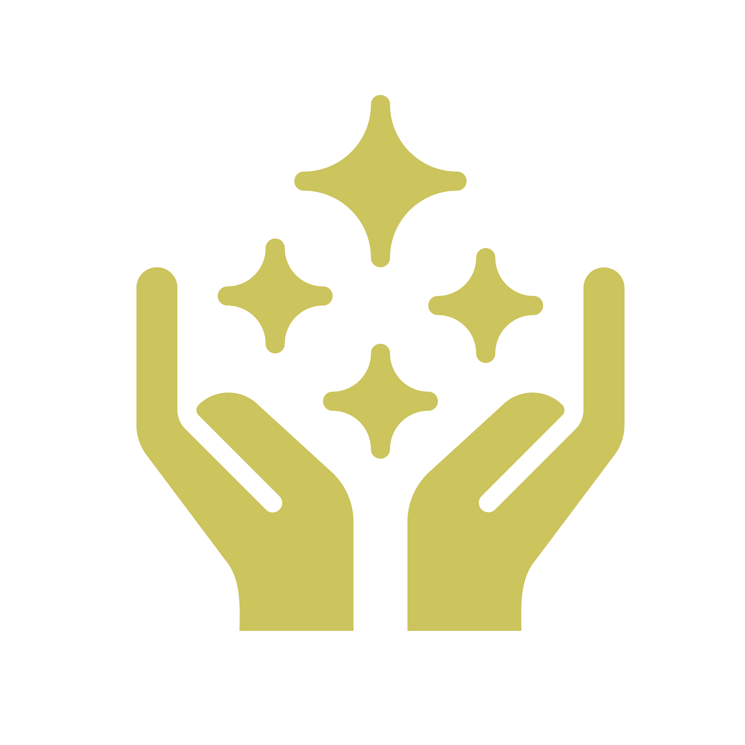 Green icon of hands and sparkle