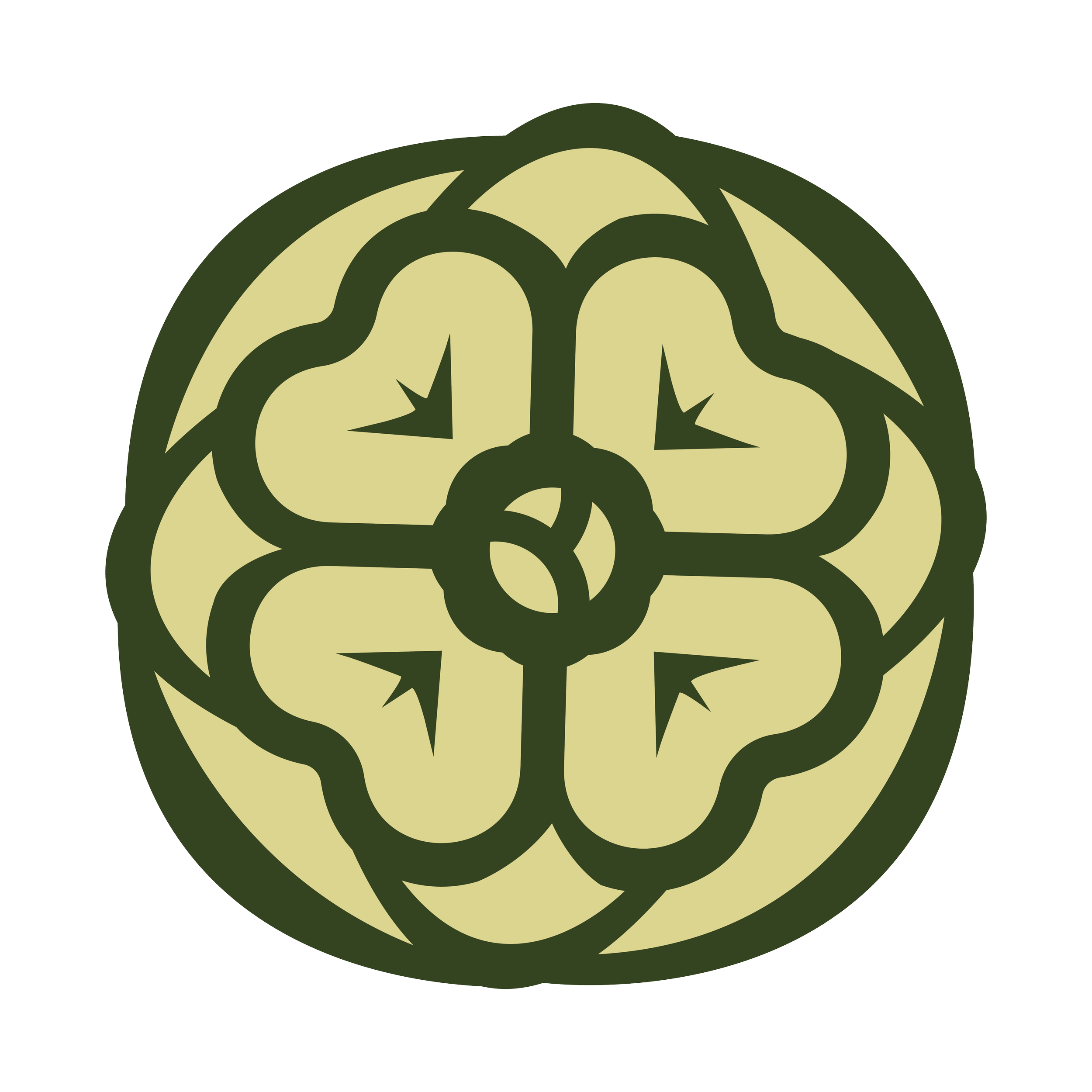 Green illustration of peony flower