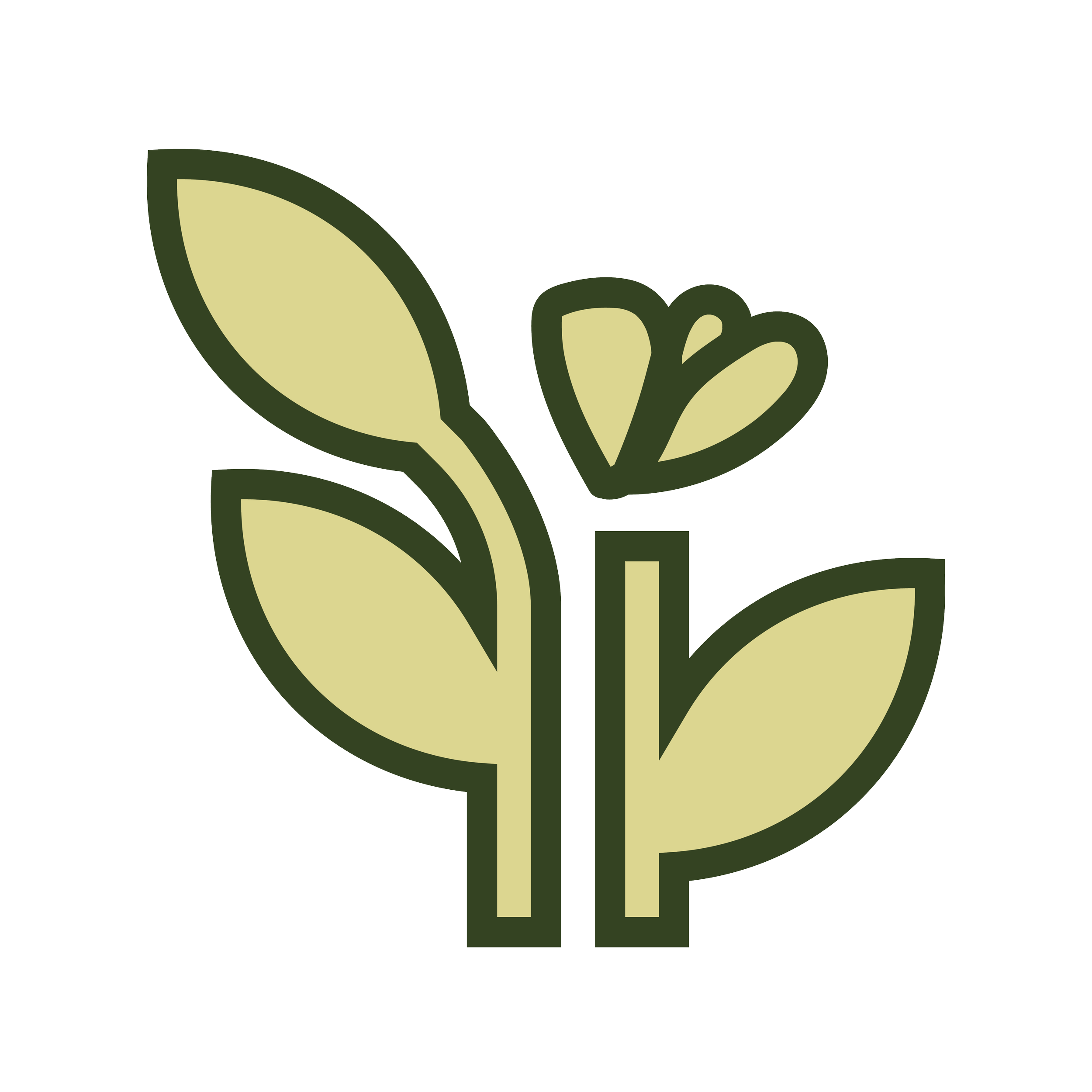 Green illustration of budding leaves