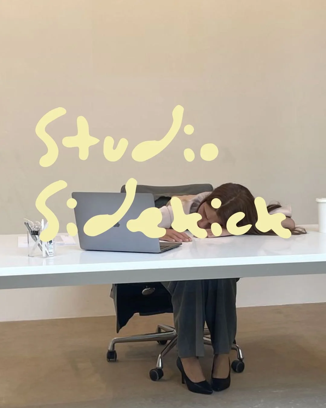 woman falling asleep at desk. studio sidekick