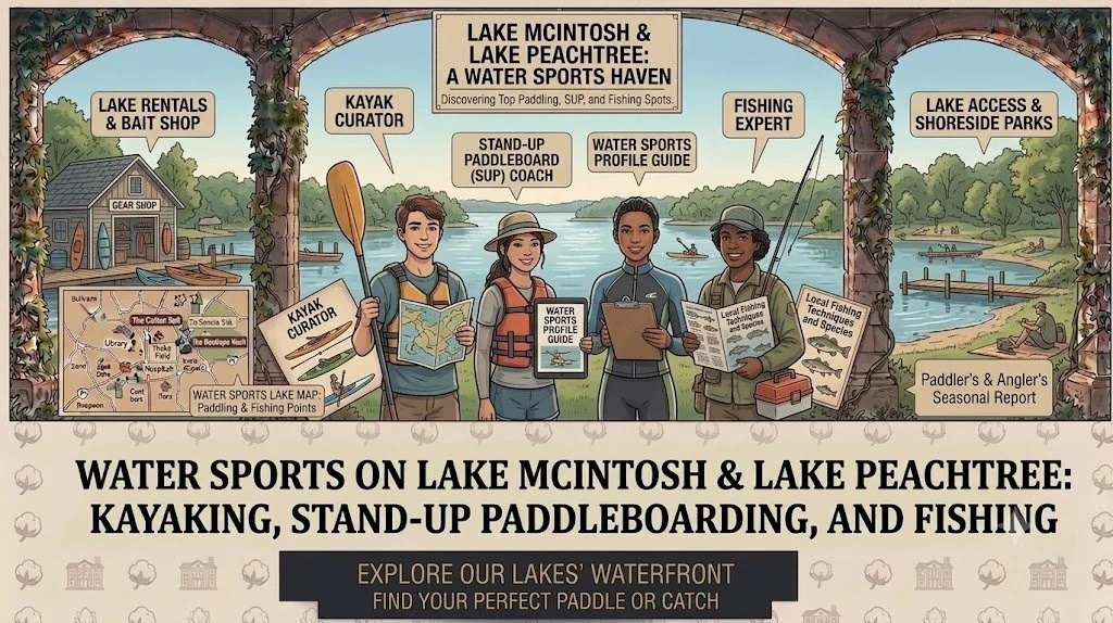 Water Sports on Lake McIntosh &amp; Lake Peachtree: Kayaking, Stand-Up Paddleboarding, and Fishing