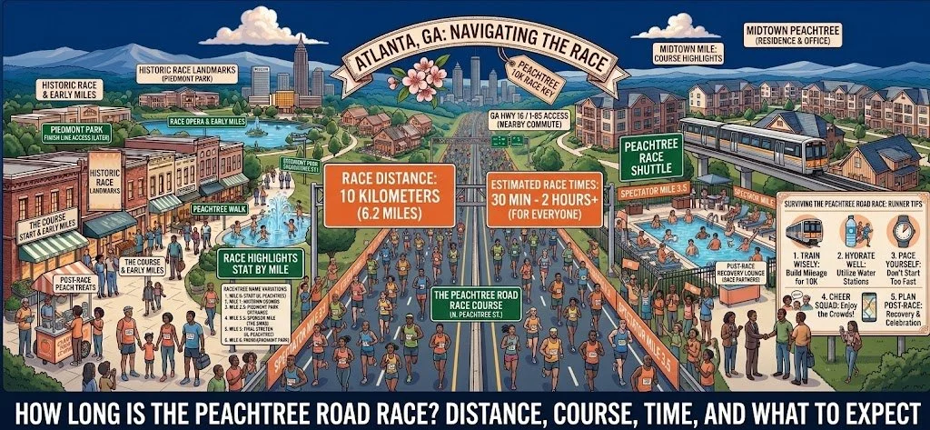 How Long Is the Peachtree Road Race? Distance, Course, Time, and What to Expect