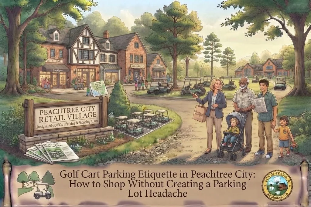 Golf Cart Parking Etiquette in Peachtree City GA: Navigating The Avenue, Kedron Village &amp; Retail Hubs Without Hassle