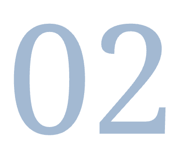 Large light blue number 02 on a white background.