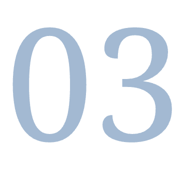 Light blue number 03 on a white background.