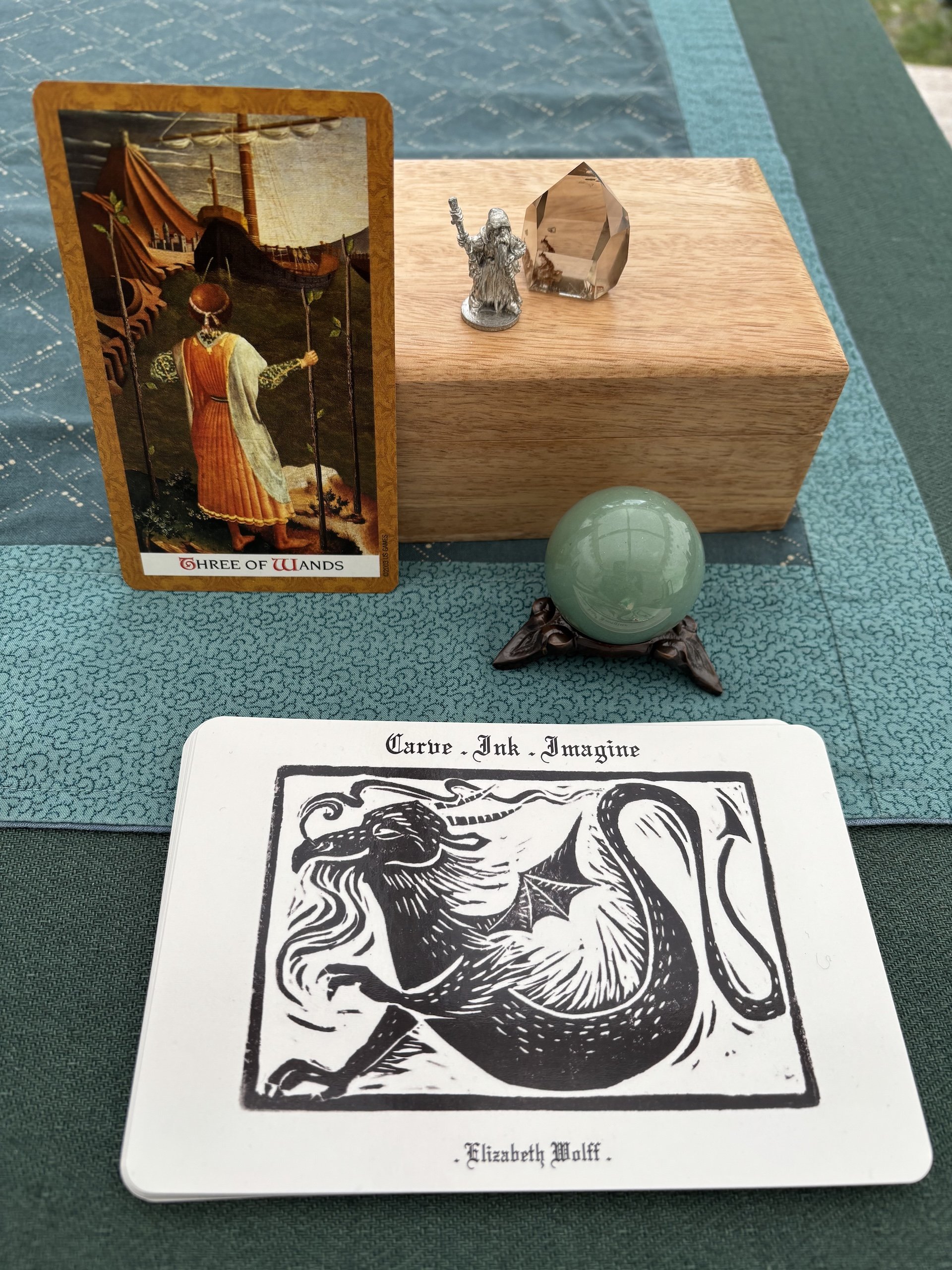 Tarot Three of Wands and a Dragon Sage.jpeg