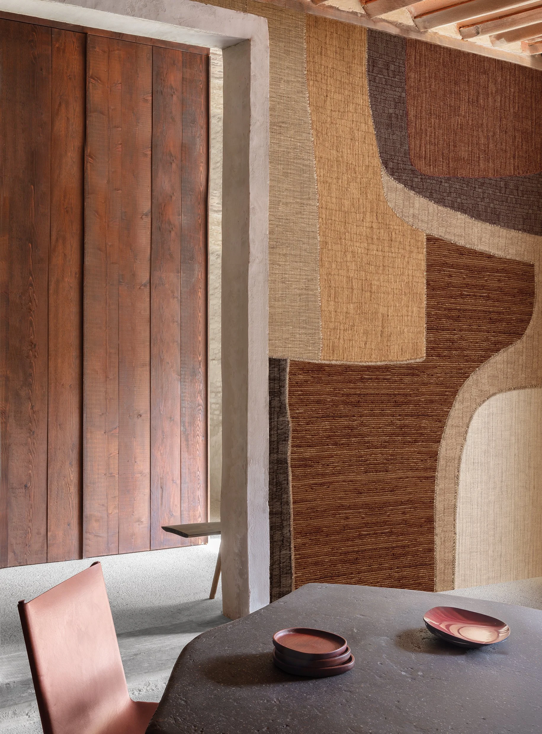 Modern interieur met behang van Masureel.