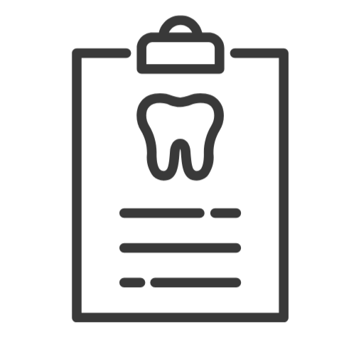Dental chart with a tooth chart and lines for patient information.