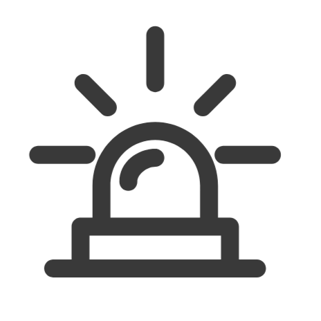 Icon of a flashing emergency or warning light with rays emanating from it.