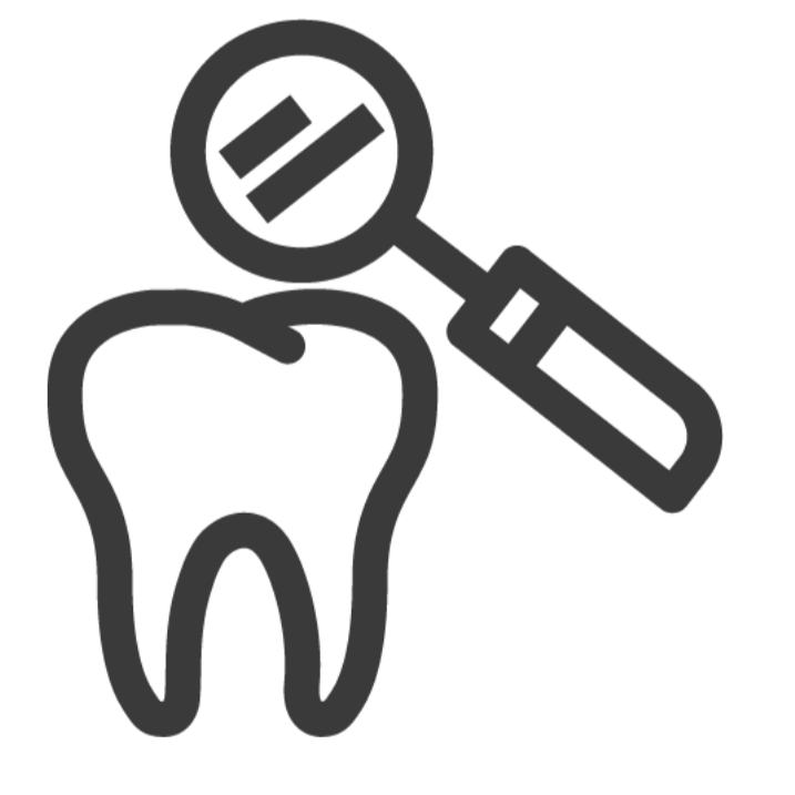 Icon of a tooth with a dental mirror above it.
