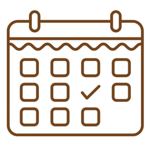 A digital calendar with multiple dates, a check mark on one date, and a wavy line at the top.
