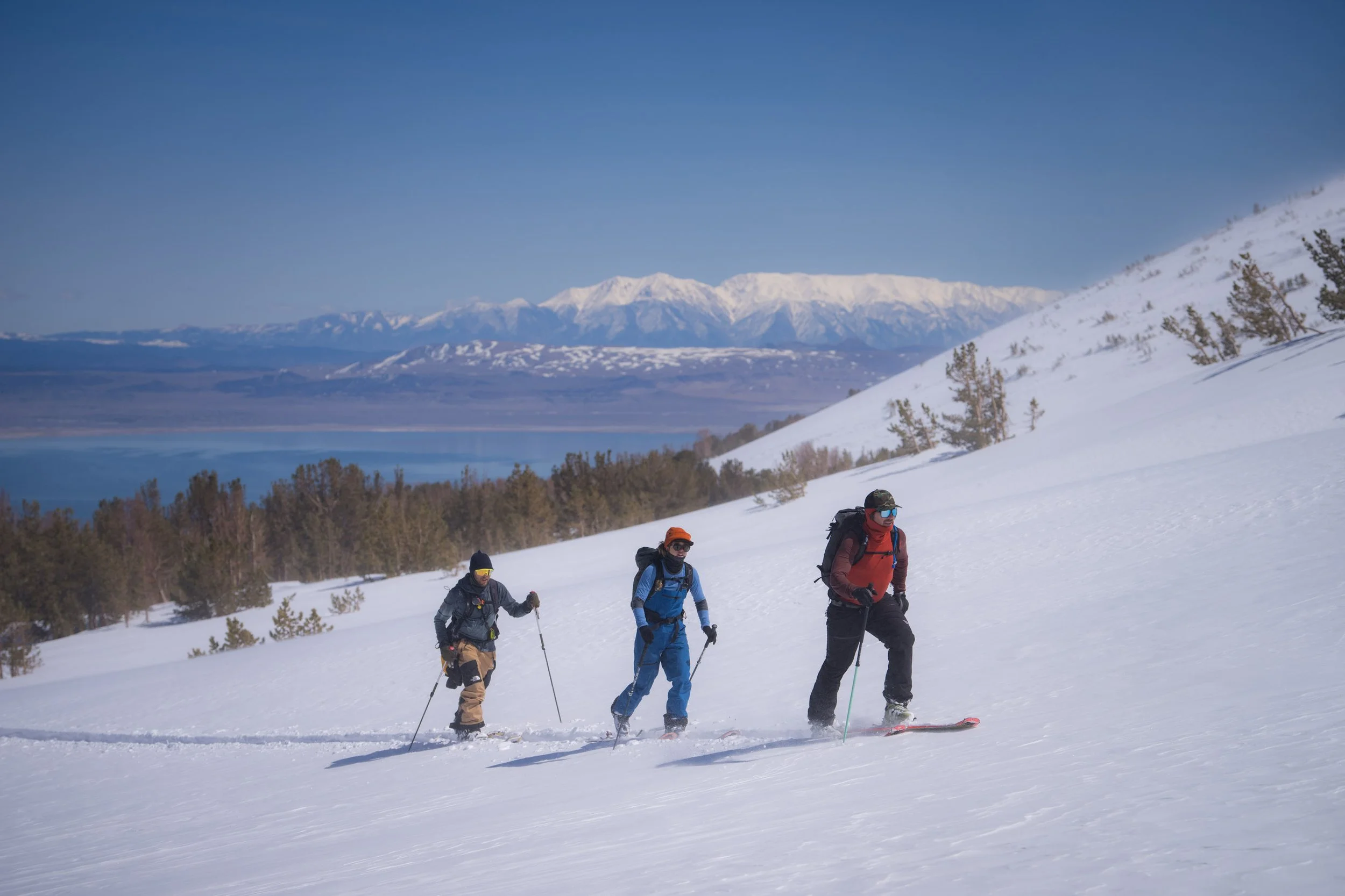 Snowboarder in powder with 