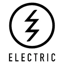 Electric vehicle charging station symbol with electric lightning bolt inside a circle and the word 'ELECTRIC' below