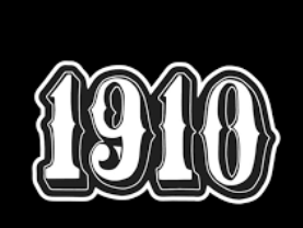 Stylized text displaying '1910' in black and white.