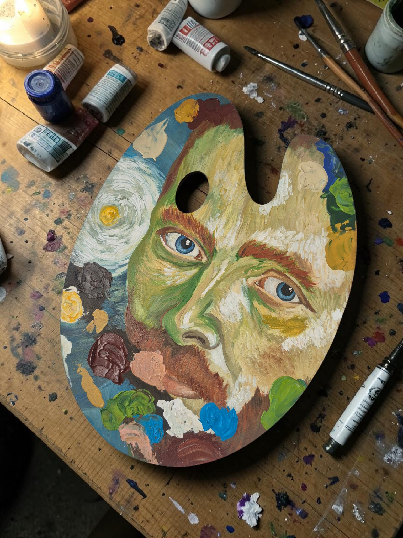 Palette artistique – Pièce unique inspirée de Van Gogh