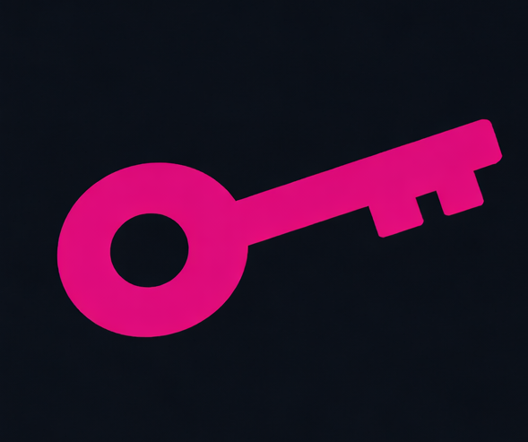 Pink key icon on a dark background