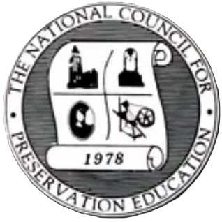 Seal of The National Council for Preservation Education, featuring symbols and the year 1978.