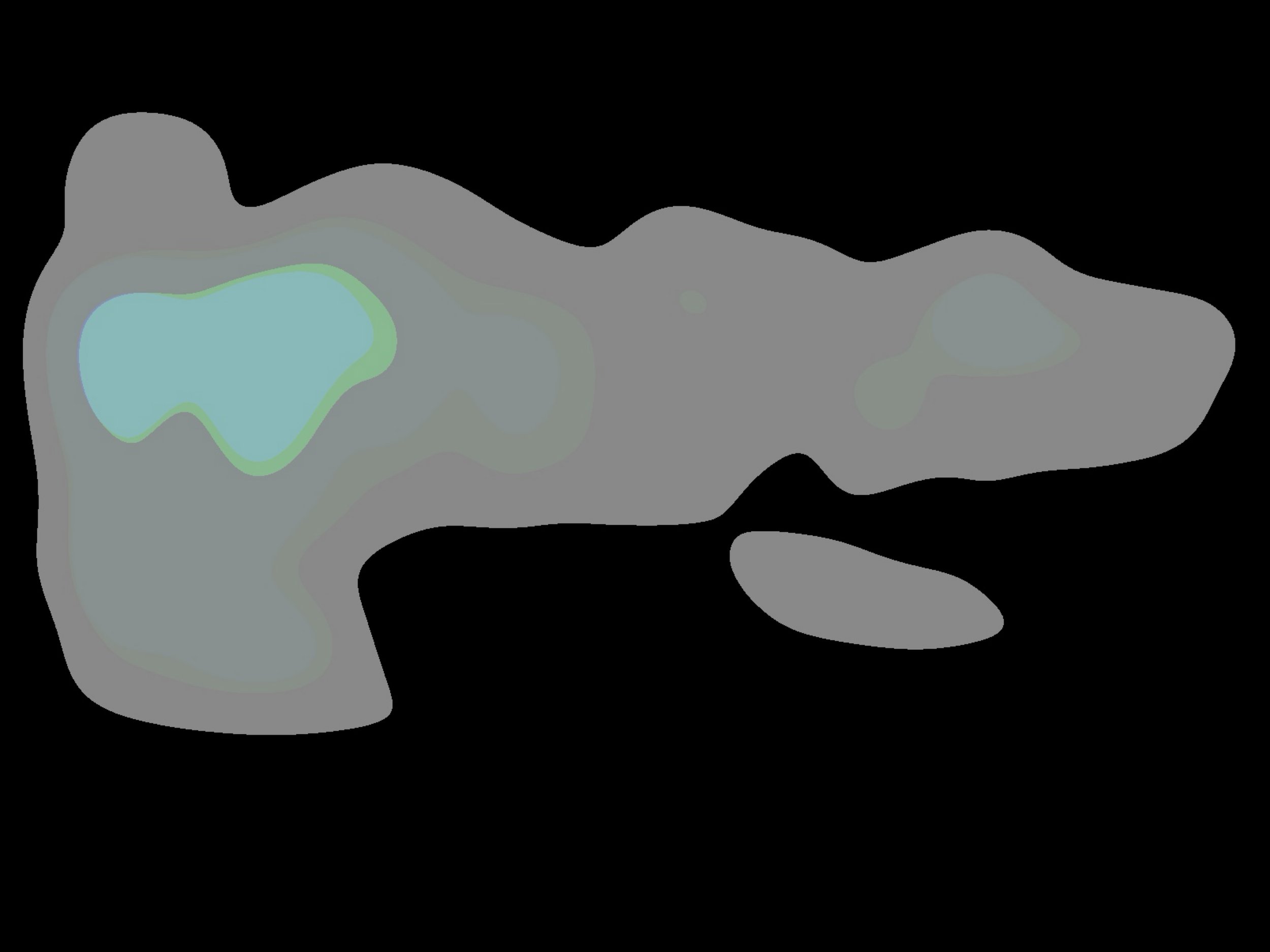 a grey abstract shape with curved edges and a black background