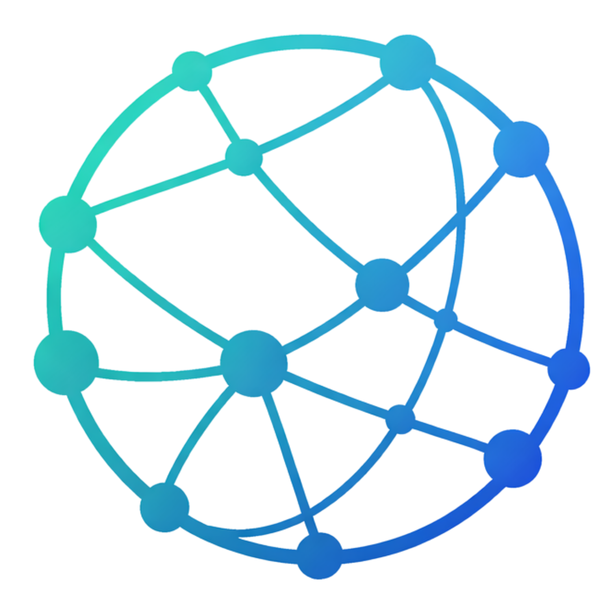 Blue and cyan digital illustration of a molecular or atomic structure with connected nodes and lines.