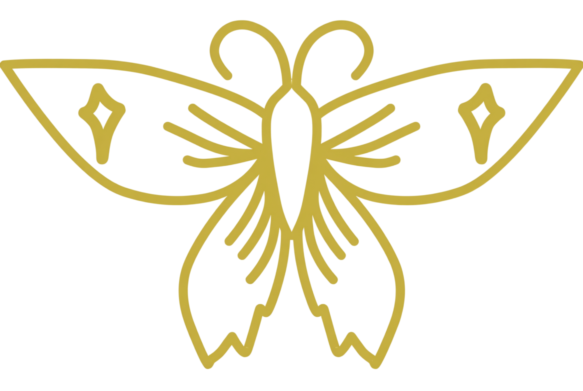 Gold outline of a butterfly.