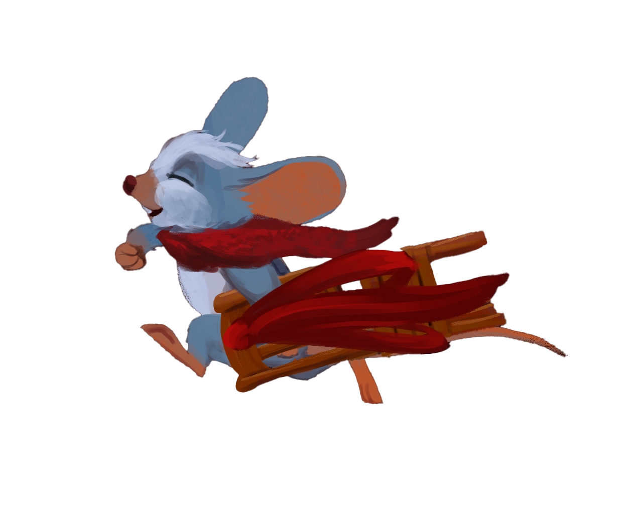 Millhouse The Christmas Mouse running with chair