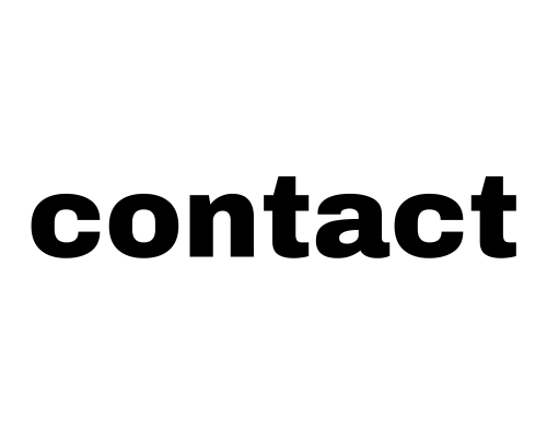 Black text on white background that says 'contact'.