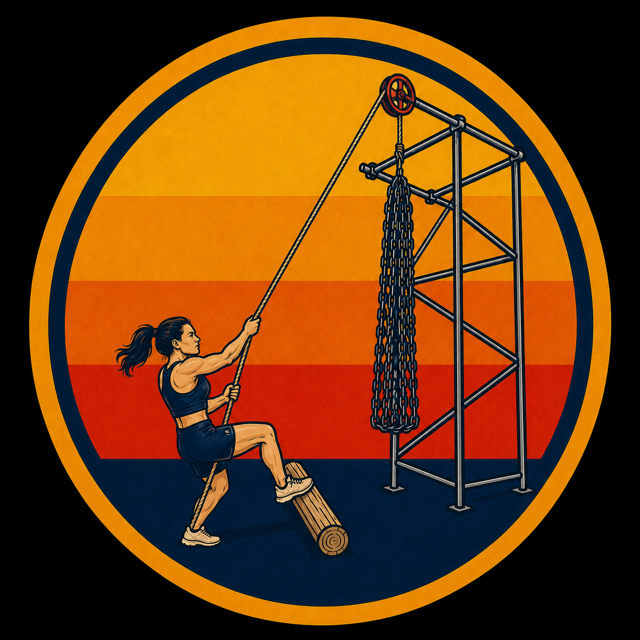 HERC HOIST: The HERC Hoist tests grip, strength, and control as you raise a heavy load 16 feet into the air before lowering it safely back to the ground.

