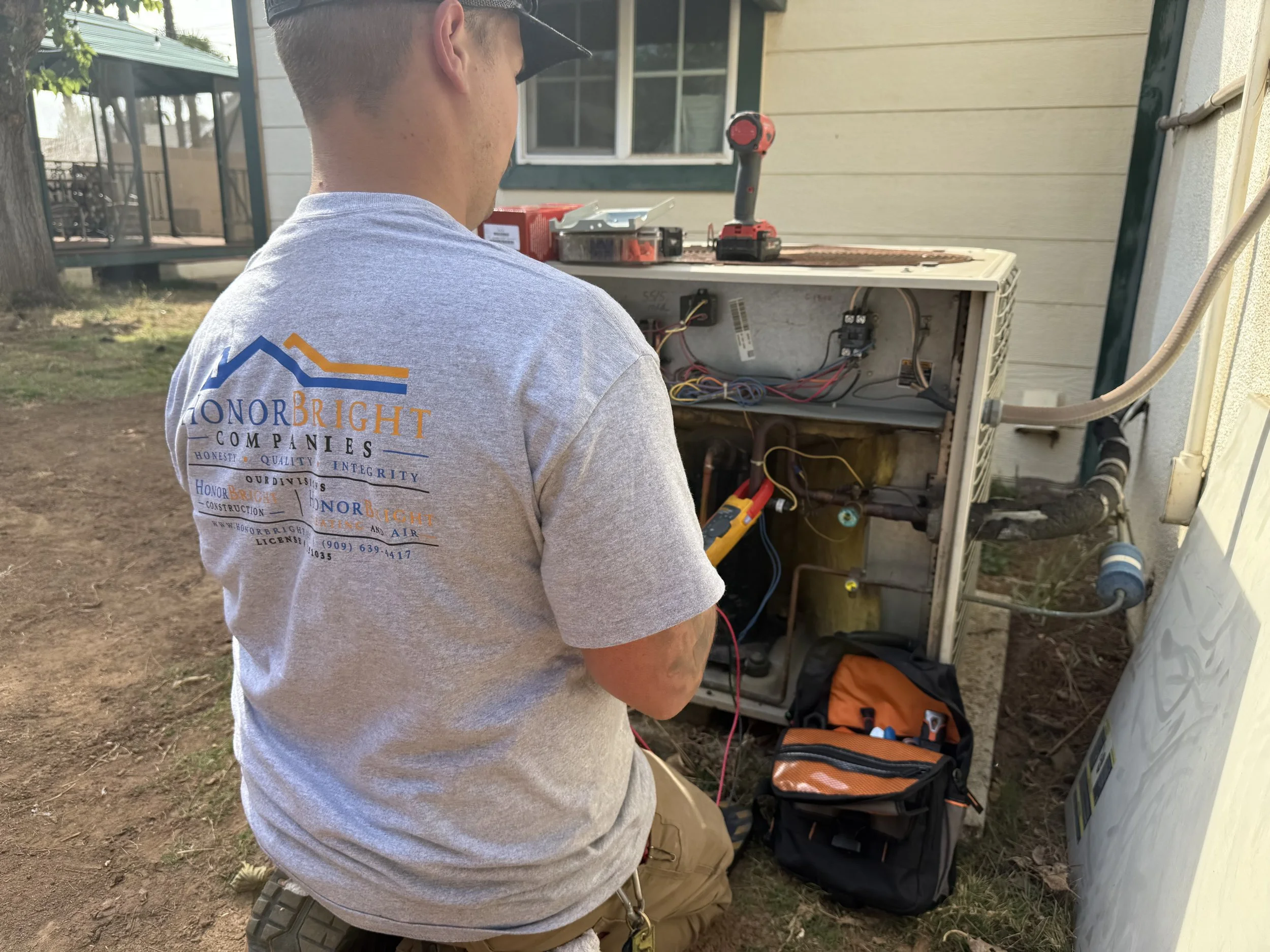 working on an hvac unit