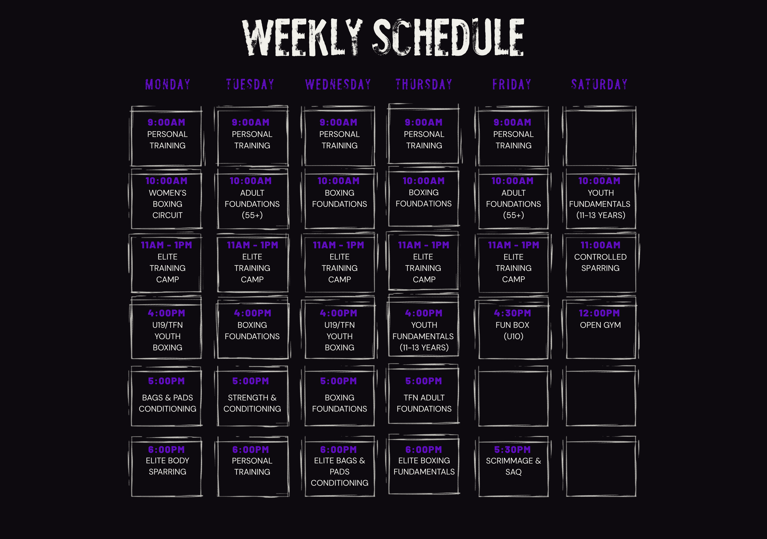 37 Boxing in Tsawwassen BC Weekly Schedule