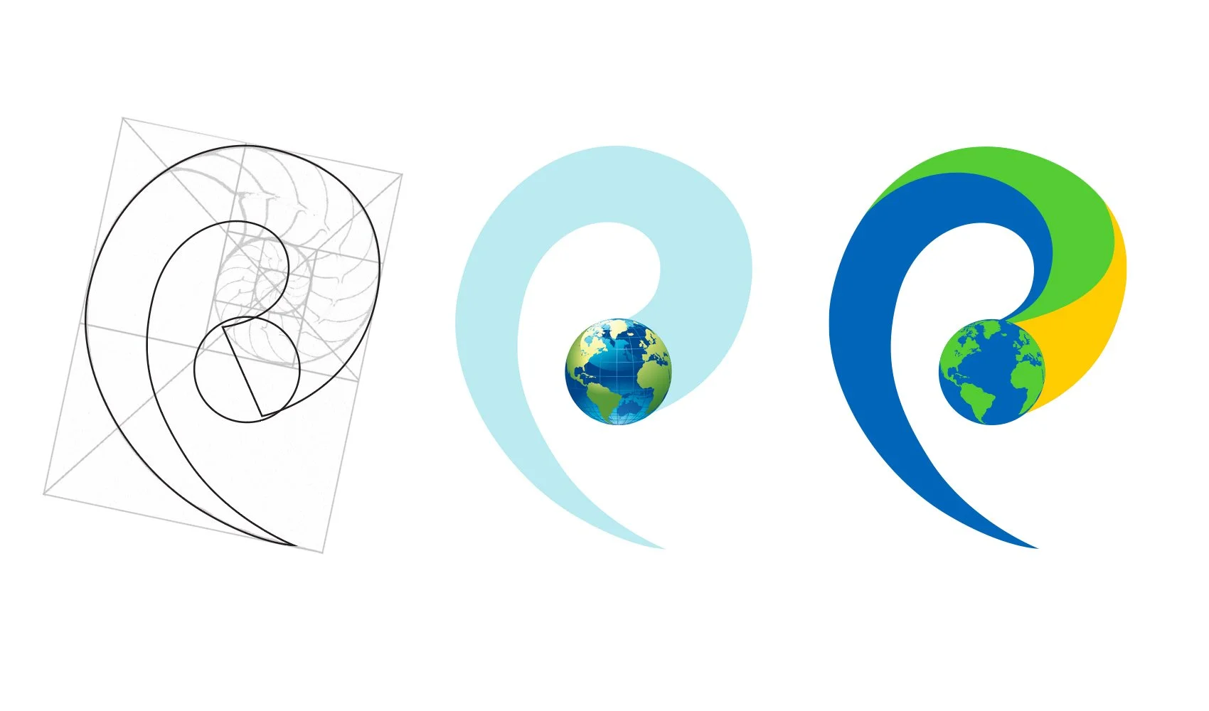 Three stylized 'Q' letters with the globe in the center of each, representing the Google logo with earth imagery.