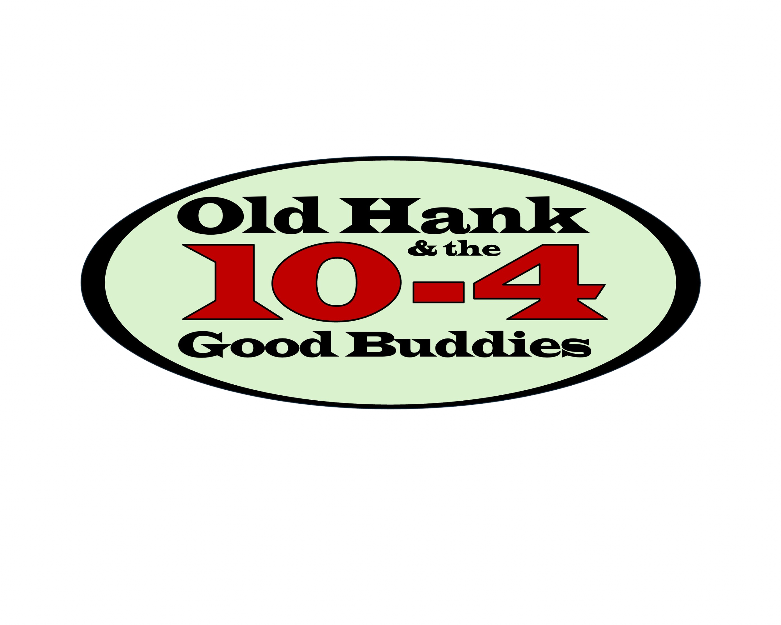 A sticker with the text 'Old Hank & the 104 Good Buddies' on a gray textured background.
