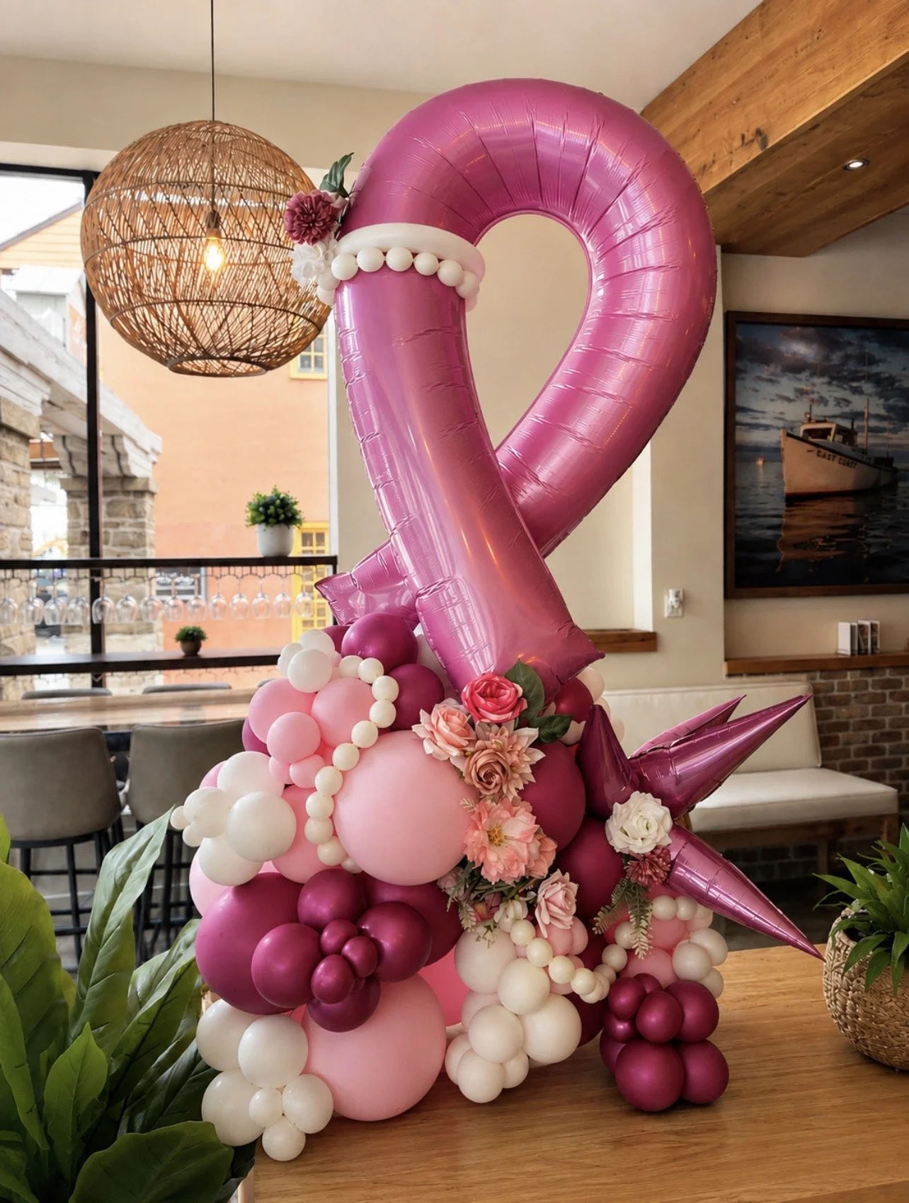 Breast Cancer Awareness Balloon Stack