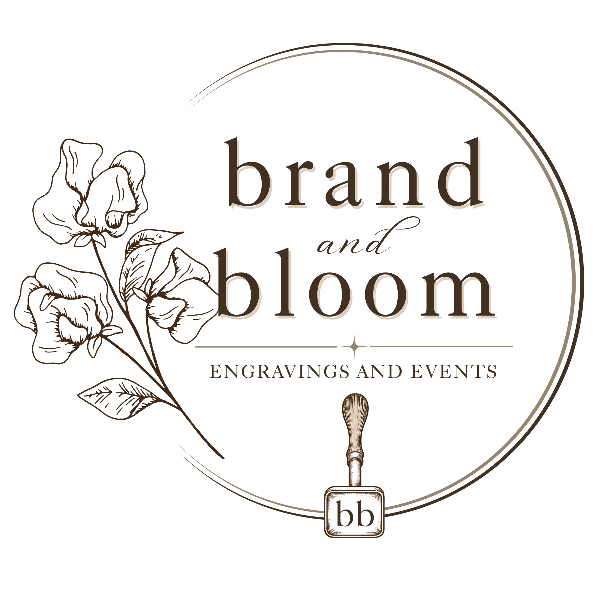 Brand and Bloom Engravings and Events Logo