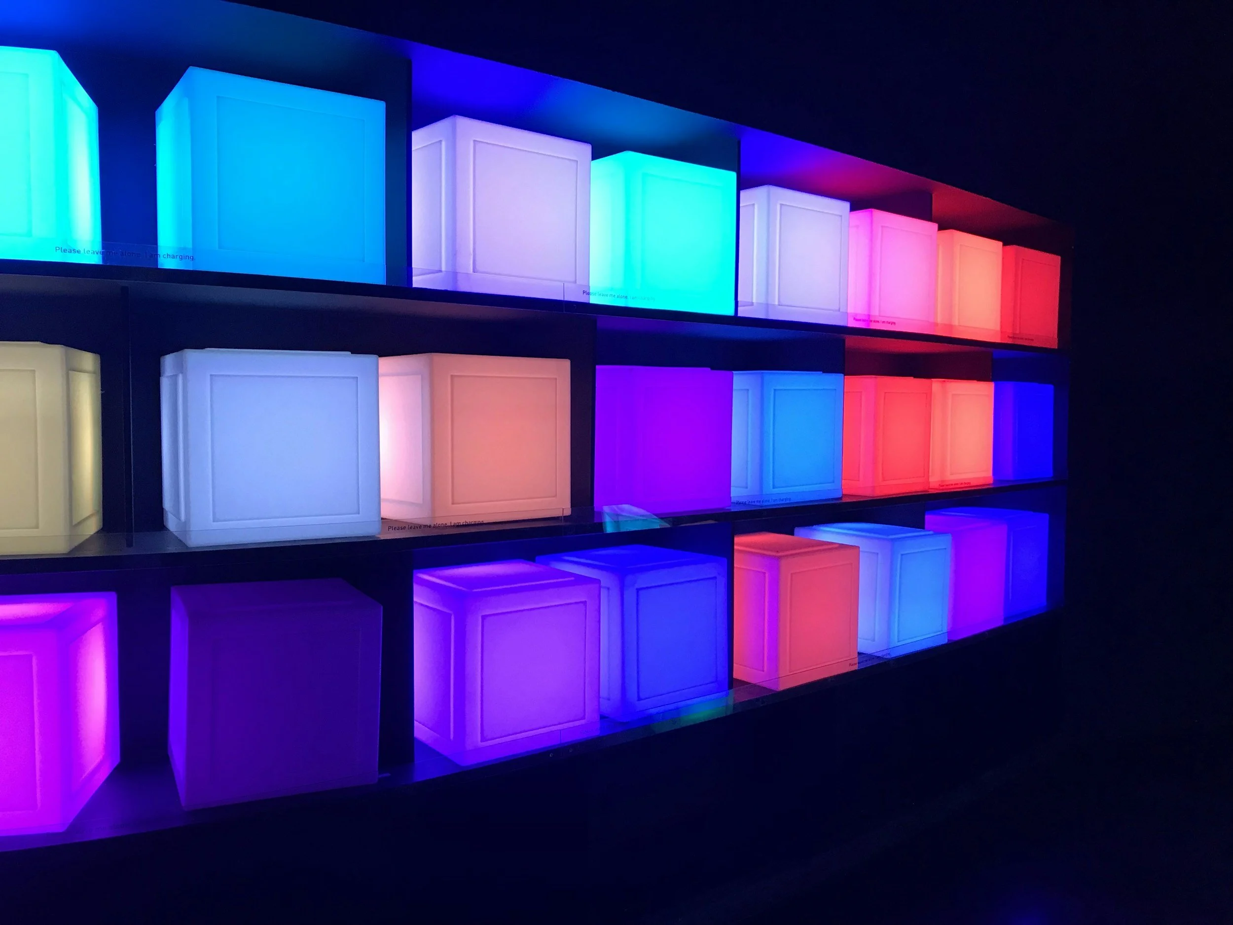 glowing boxes of light