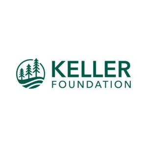 Keller Foundation logo with three pine trees and a curved line resembling hills or a stream.